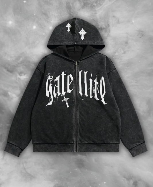 Gatellite Cross Zip-Up Hoodie