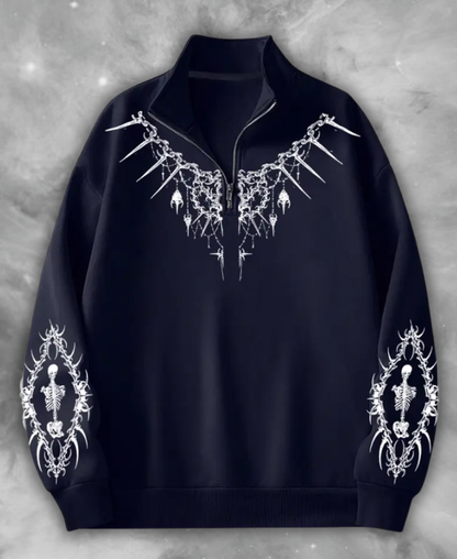 Skeleton "Eclipse Mirror" Half-Zip Sweatshirt