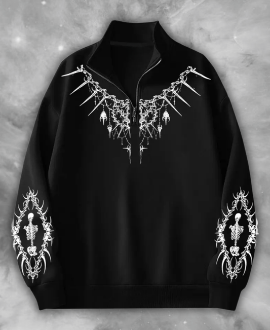 Skeleton "Eclipse Mirror" Half-Zip Sweatshirt