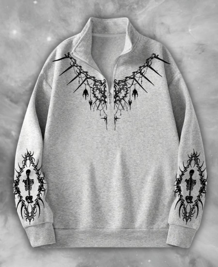 Skeleton "Eclipse Mirror" Half-Zip Sweatshirt
