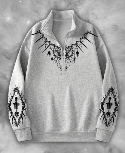 Skeleton "Eclipse Mirror" Half-Zip Sweatshirt