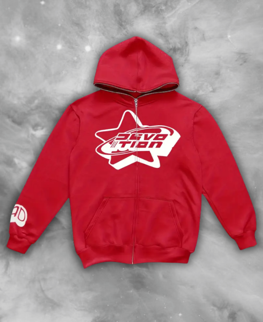 Devotion Red Zip-Up Hoodie