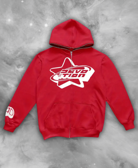 Devotion Red Zip-Up Hoodie