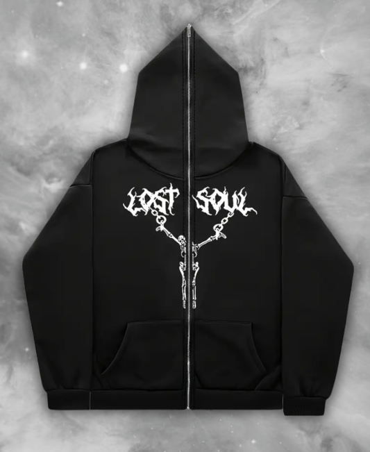 Lost Soul Skeleton Zip-Up Hoodie