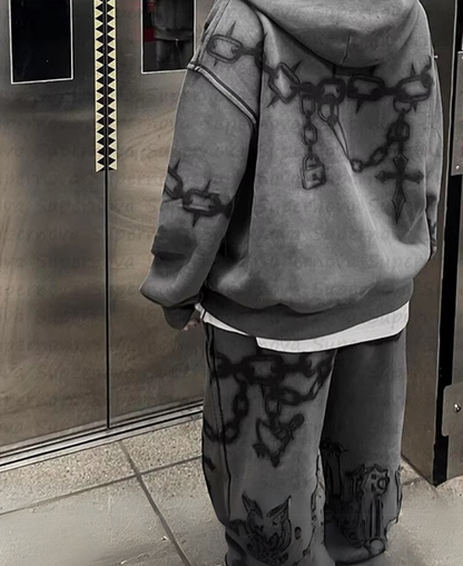 Gothic Chains Zip-Up Hoodie