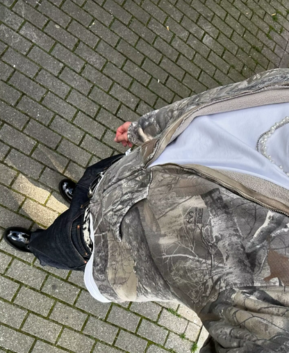 Camouflage Pattern Zip-Up Hoodie