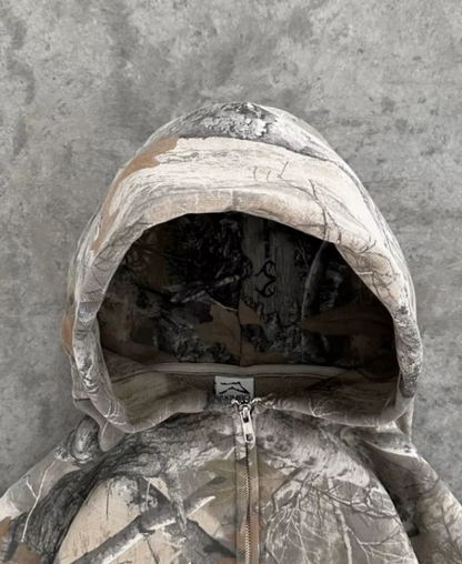Camouflage Pattern Zip-Up Hoodie