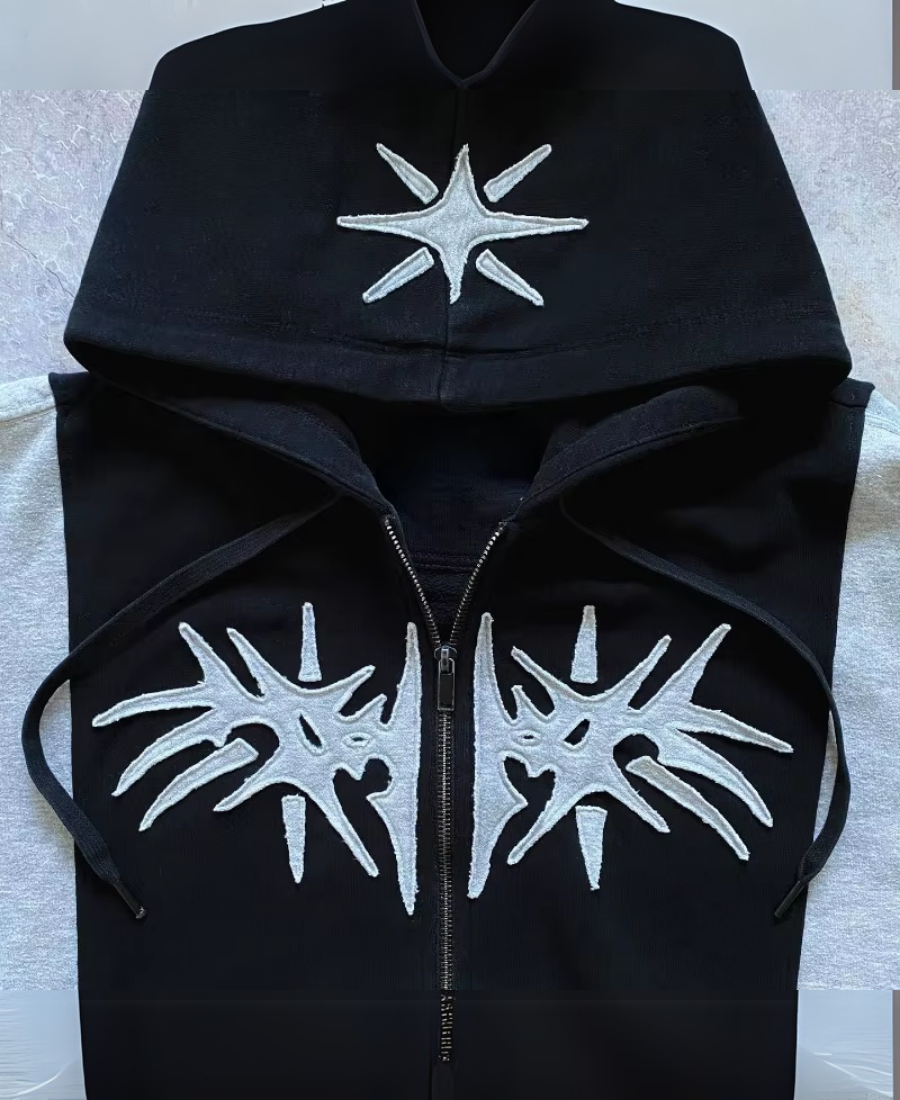 Geometric Pattern Zip-Up Hoodie