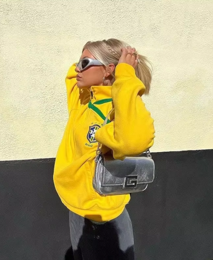 Brasil CBF Retro Zip-Up Hoodie