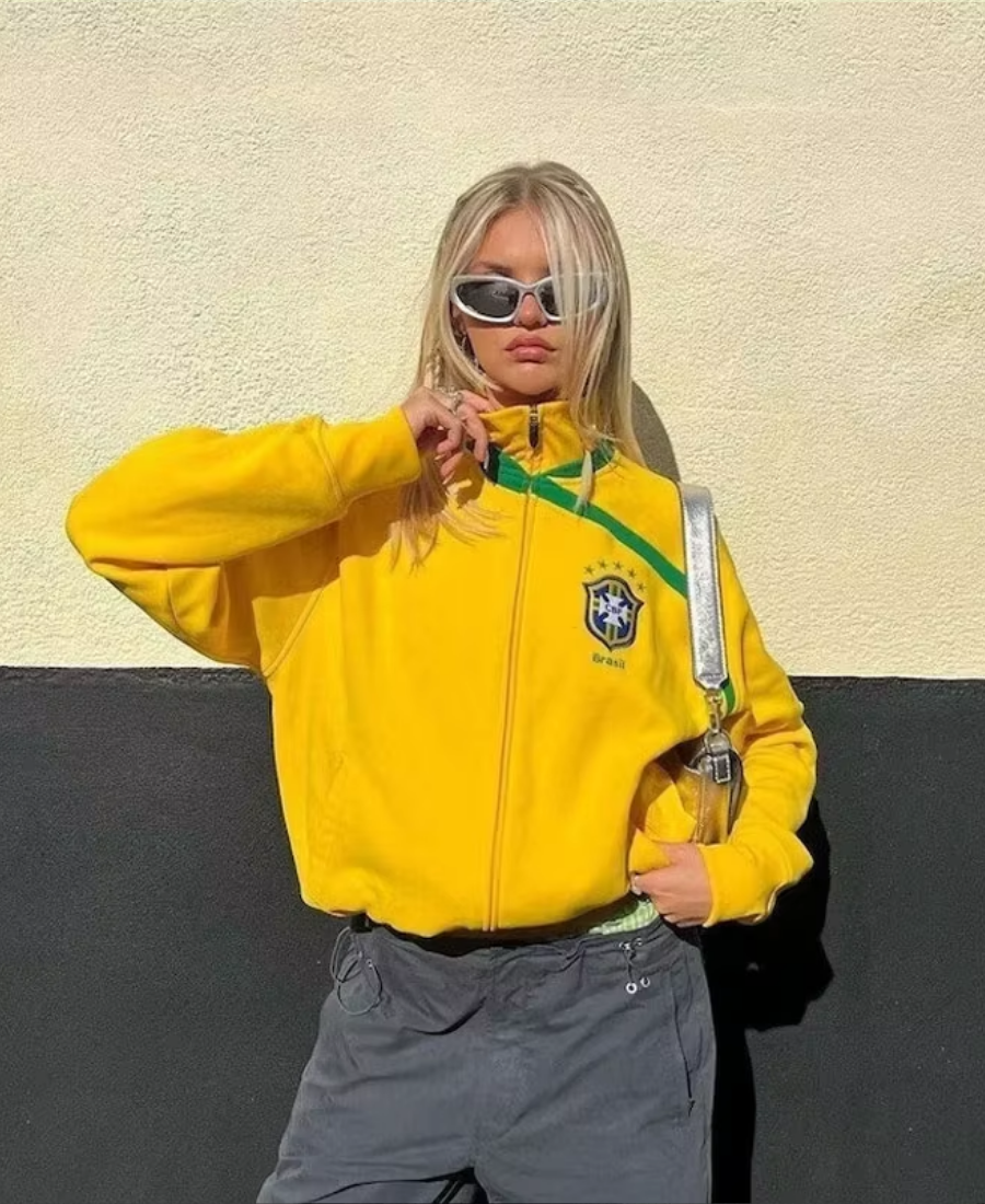 Brasil CBF Retro Zip-Up Hoodie