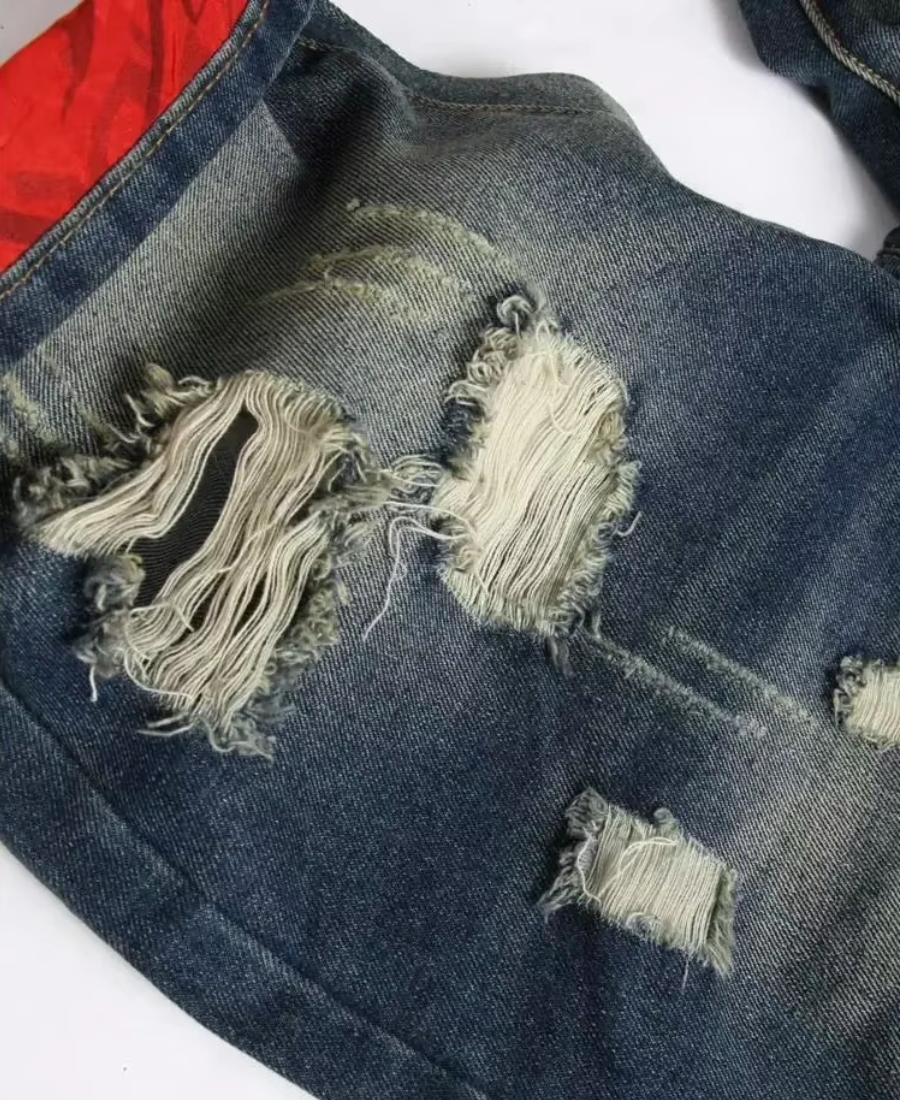 Ripped Rhinestone Kot Şort