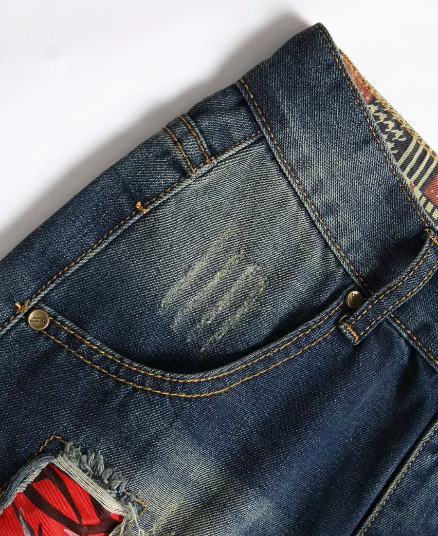 Ripped Rhinestone Kot Şort