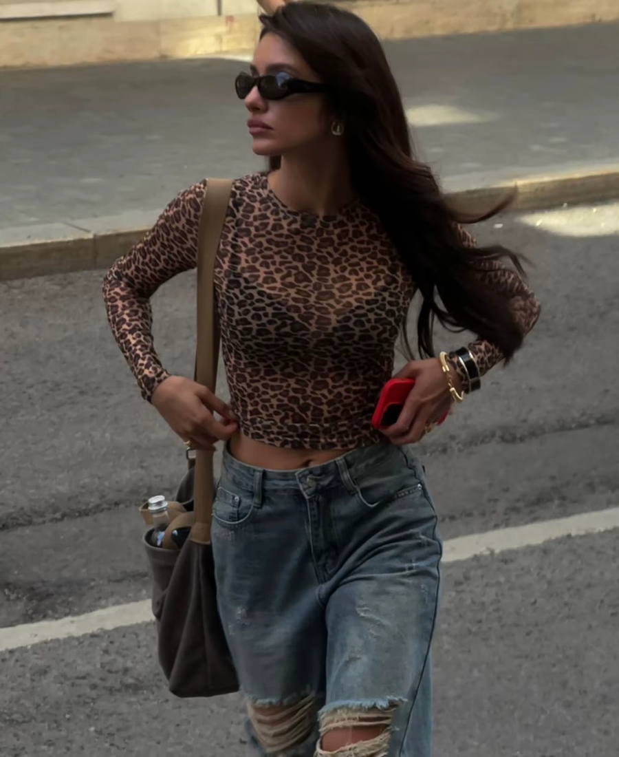 Leopar Drape Crop