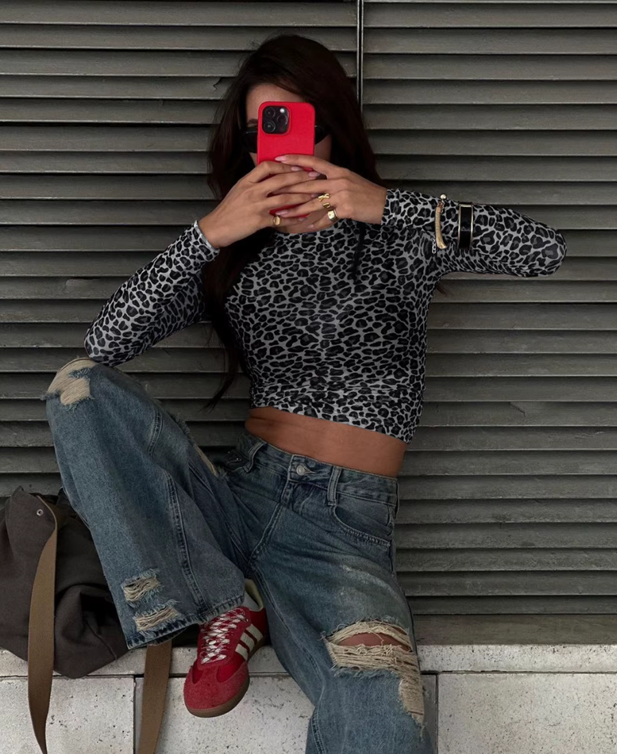 Leopar Drape Crop