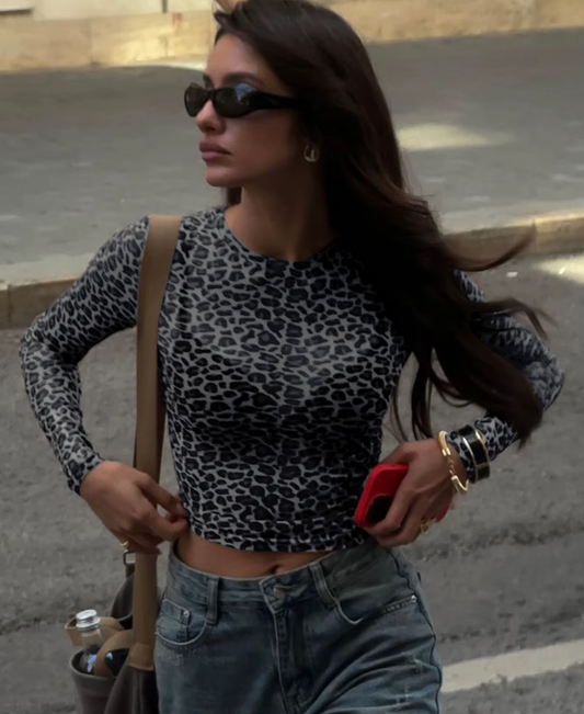 Leopar Drape Crop