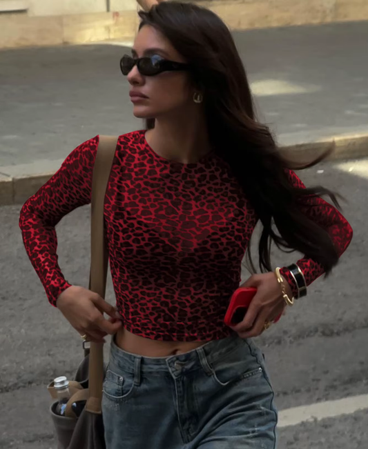 Leopar Drape Crop