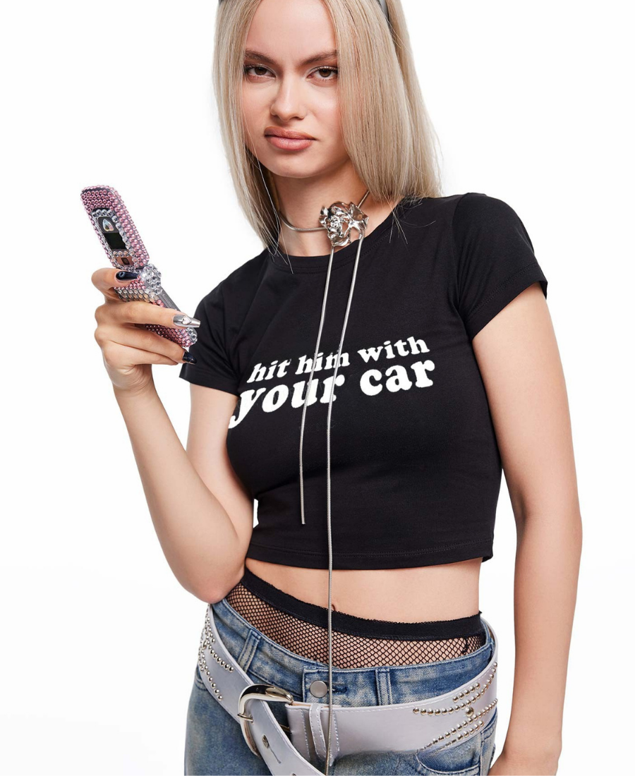 Hit Him Y2K Baby Tee