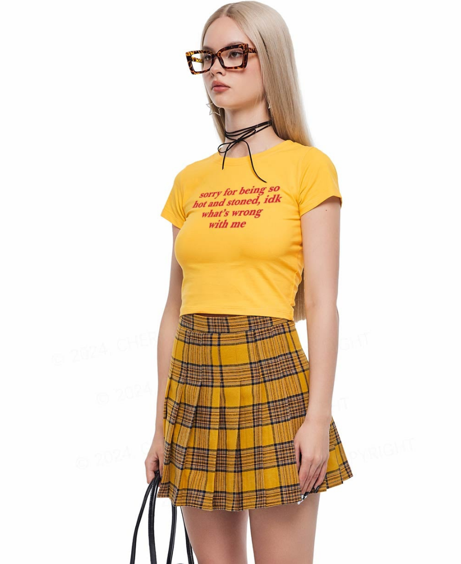 Sorry For Being Hot And Stoned Y2K Baby Tee