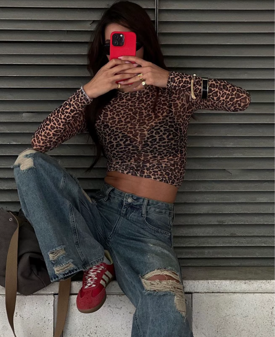 Leopar Drape Crop