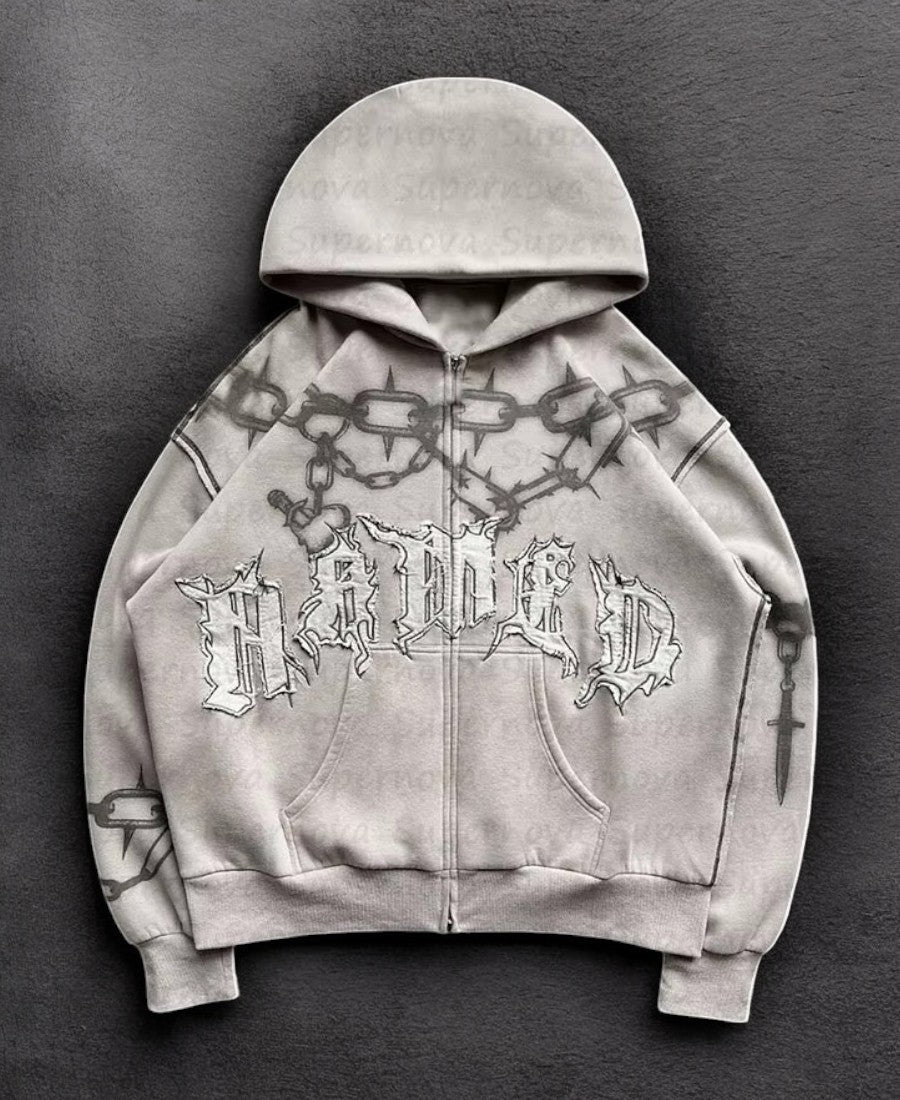 Gothic Chains Zip-Up Hoodie