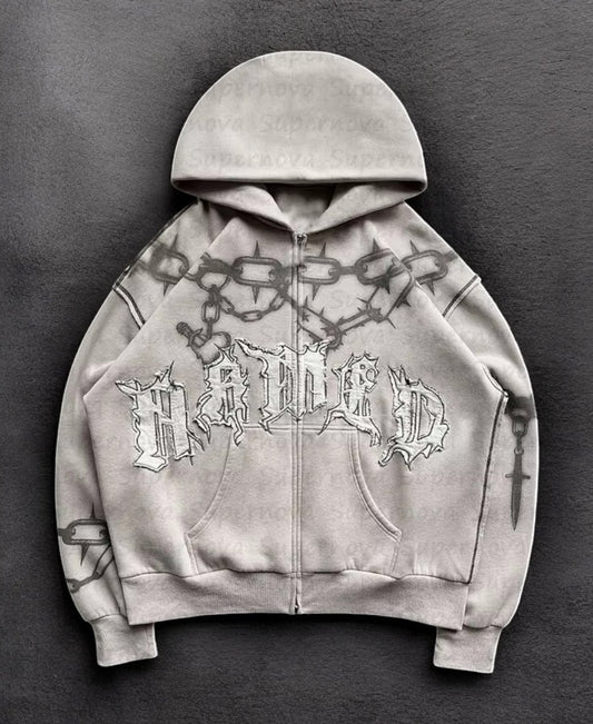 Gothic Chains Zip-Up Hoodie