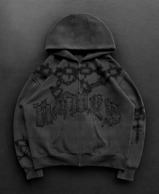 Gothic Chains Zip-Up Hoodie