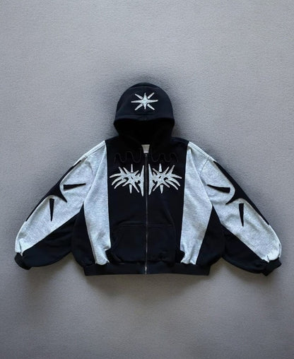 Geometric Pattern Zip-Up Hoodie
