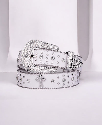 Rhinestone White Cross Premium Kemer